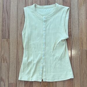 Abercrombie & Fitch Sleeveless Yellow Button-Down Shirt